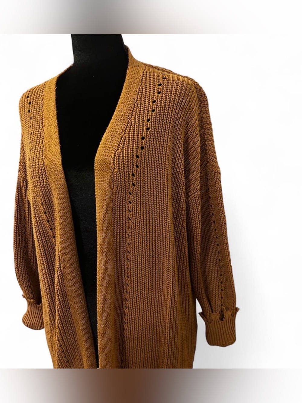 Women's Open-Front Knit Cardigan Sweater - Mustard